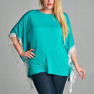 💕Turquoise Cape-Sleeve Top BNWT💕